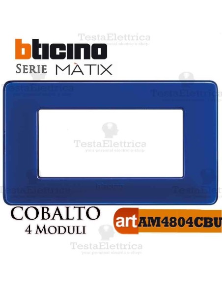 Placca  4 moduli cobalto Bticino Matix 