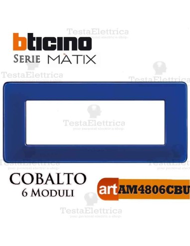 Placca 6 moduli cobalto Bticino Matix 