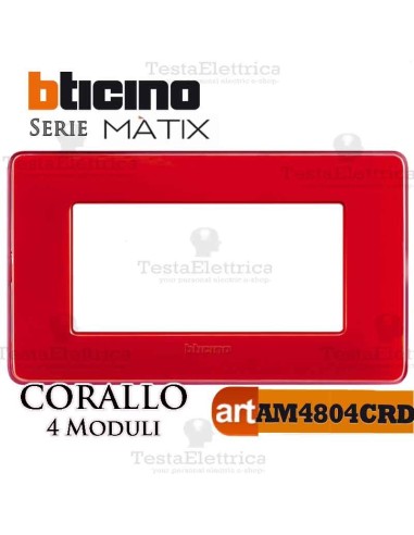 Placca  4 moduli corallo Bticino Matix 