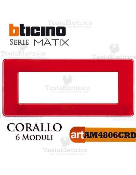Placca 6 moduli corallo Bticino Matix 