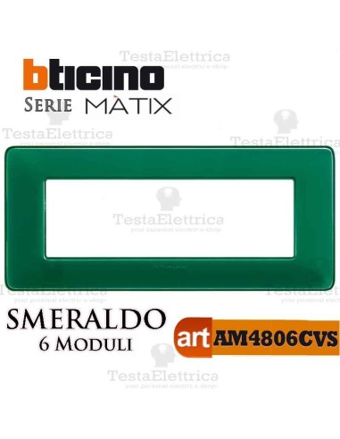 Placca 6 moduli smeraldo Bticino Matix 