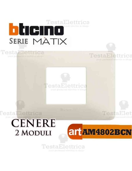Placca 2 moduli Cenere Bticino Matix
