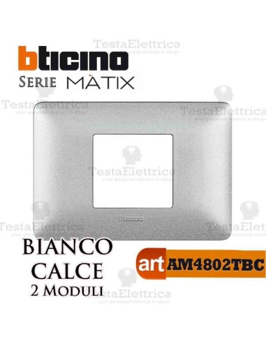 Placca 2 moduli Bianco Calce Bticino Matix