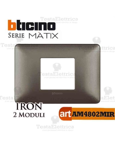 Placca 2 moduli Iron Bticino Matix