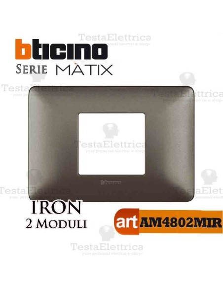 Placca 2 moduli Iron Bticino Matix