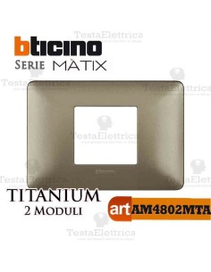 Placca 2 moduli Titanium Bticino Matix