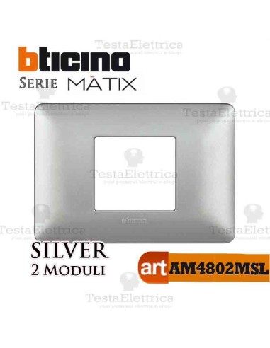 Placca 2 moduli Silver Bticino Matix