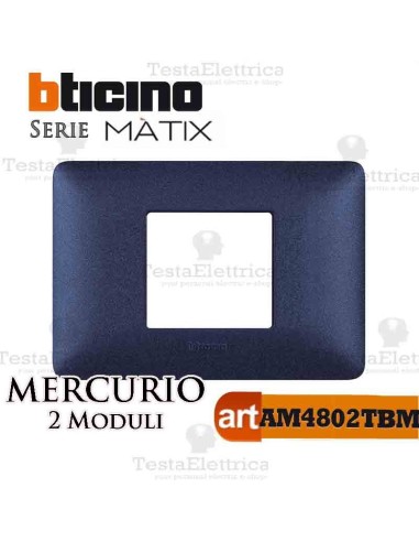 Placca 2 moduli blu mercurio Bticino Matix