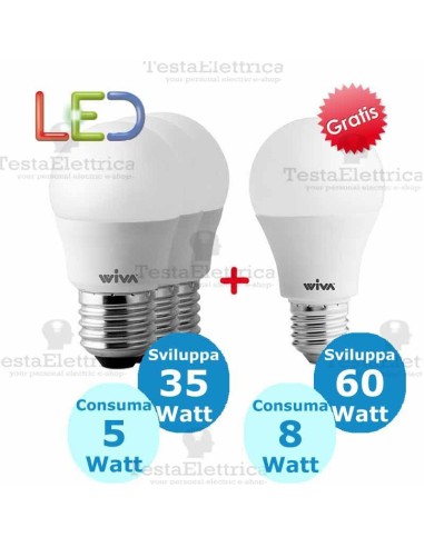 Promo 3 Pz. e27 5 watt + 1 Pz. e27 8w OMAGGIO