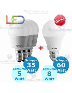 Promo 3 Pz. e14 5 watt + 1 Pz. e14 8w OMAGGIO