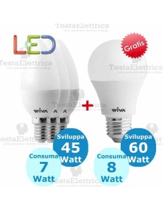 Promo 3 Pz. e14 7 watt + 1 Pz. e27 8w OMAGGIO