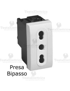 Presa Bipasso bianca compatibile con serie Bticino LivingLight