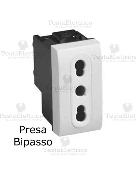 Presa Bipasso bianca compatibile con serie Bticino LivingLight