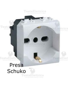 Presa Schuko bianca compatibile con serie Bticino LivingLight