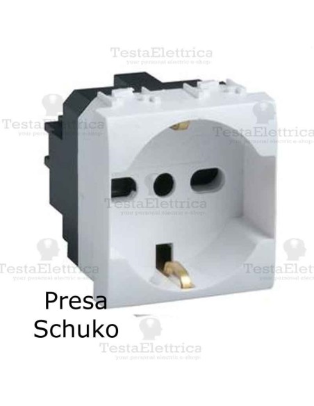 Presa Schuko bianca compatibile con serie Bticino LivingLight