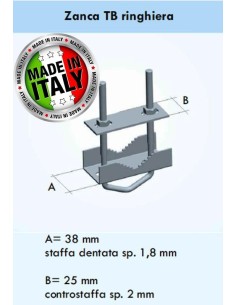 Zanca piccola per fissaggio pali a palo/ringhiera