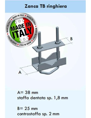 Zanca piccola per fissaggio pali a palo/ringhiera