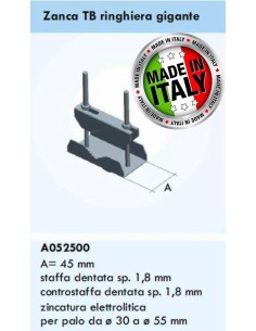 Zanca media per fissaggio pali a palo/ringhiera