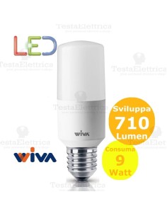 Lampadina a led Tubolare E27 9 Watt Wiva 2