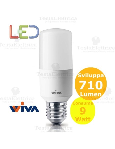 Lampadina a led Tubolare E27 9 Watt Wiva