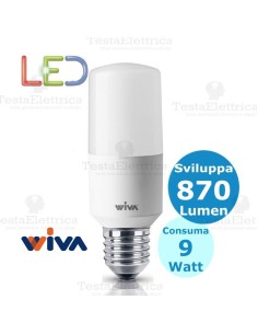Lampadina a led Tubolare E27 9 Watt Wiva