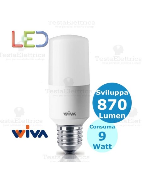 Lampadina a led Tubolare E27 9 Watt Wiva