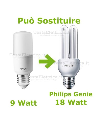 Lampadina a led Tubolare E27 9 Watt Wiva