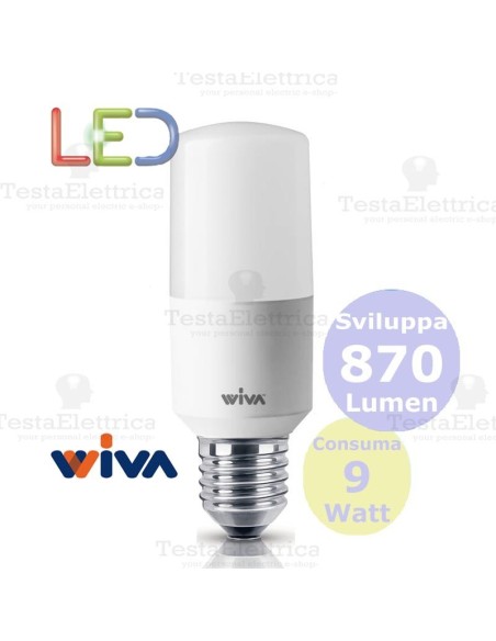 Lampadina a led Tubolare E27 9 Watt Wiva