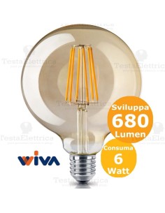 Lampadina a filamento led Globo E27 vetro ambrato Wiva