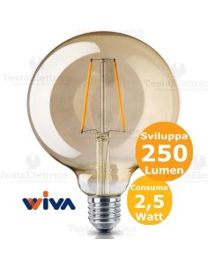 Lampadina a filo  led Globo E27 vetro ambra Wiva