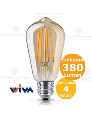 Lampadina st64 led E27 vetro ambrato Wiva