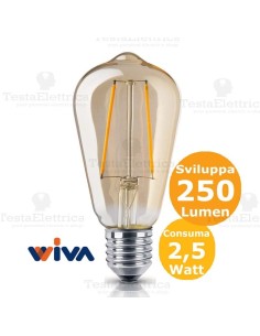 Lampadina filamento led st64 led E27 vetro ambrato Wiva