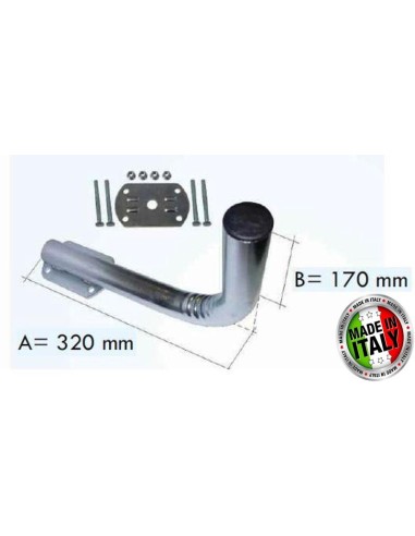 paletto per parabola curvo 32 cm zincato