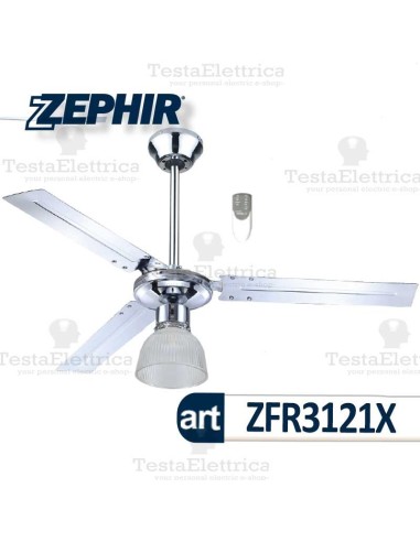 Ventilatore da soffitto cromo lucido con telecomando e luce