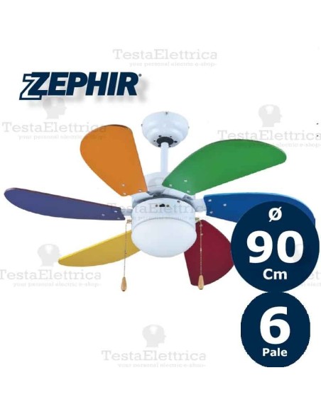 Ventilatore da soffitto Multicolore con luce Zephir