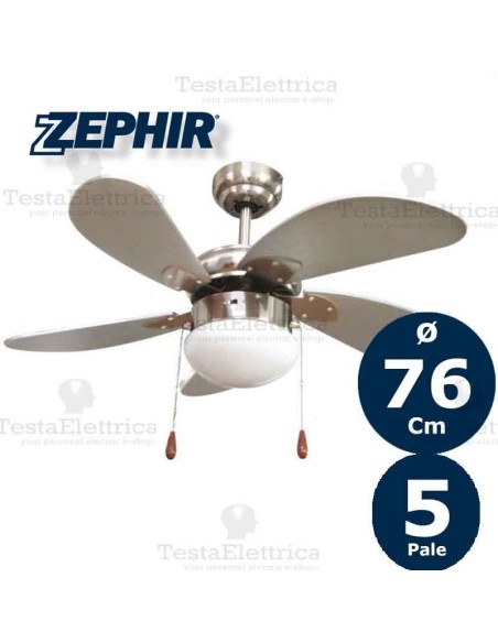 Ventilatore da soffitto Silver con luce Zephir