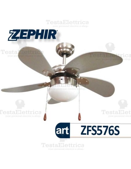 Ventilatore da soffitto Silver con luce Zephir