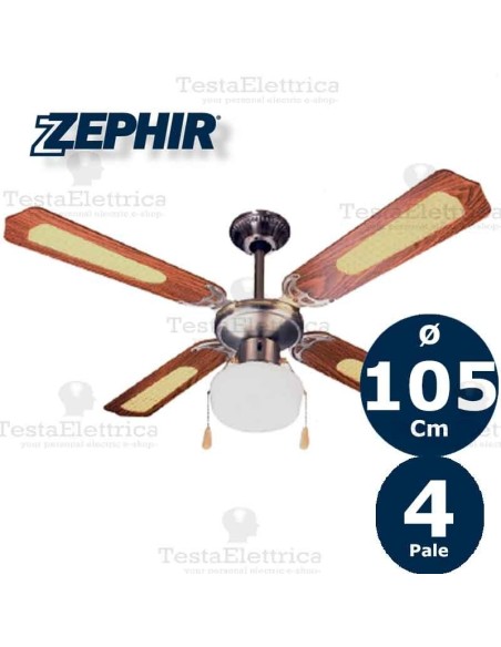 Ventilatore da soffitto Legno con luce Zephir