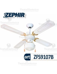 Ventilatore da soffitto Legno Bianco con luce Zephir 2