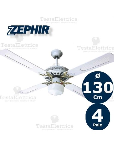 Ventilatore da soffitto Legno Bianco con luce Zephir