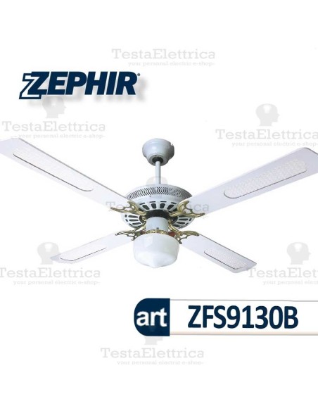 Ventilatore da soffitto Legno Bianco con luce Zephir