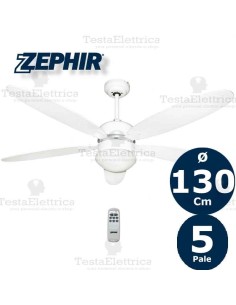 Ventilatore da soffitto Legno Bianco con luce Zephir