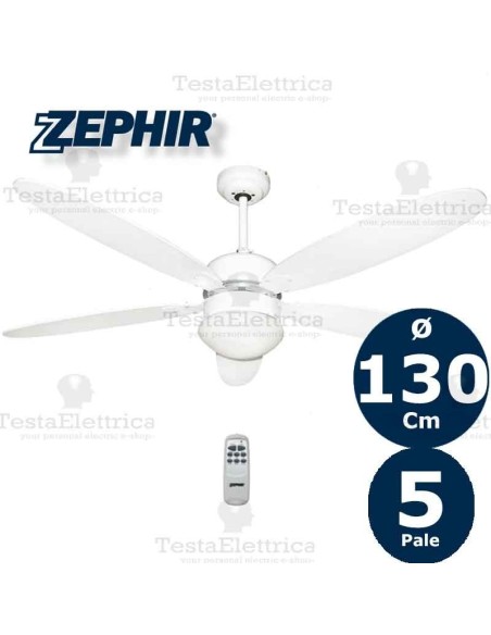 Ventilatore da soffitto Legno Bianco con luce Zephir