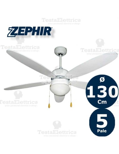 Ventilatore da soffitto Legno Bianco con luce Zephir
