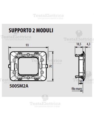 Supporto 2 moduli Bticino Matix