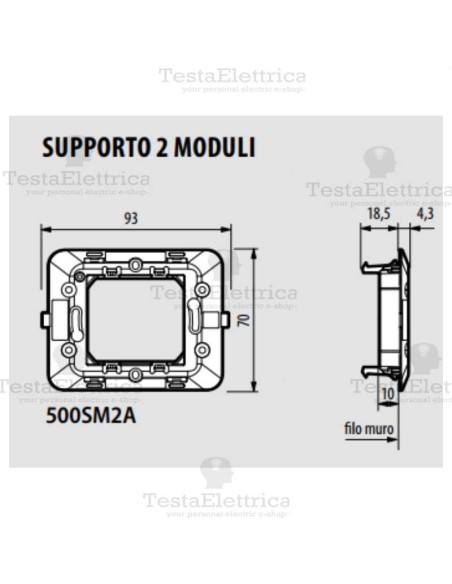 Supporto 2 moduli Bticino Matix