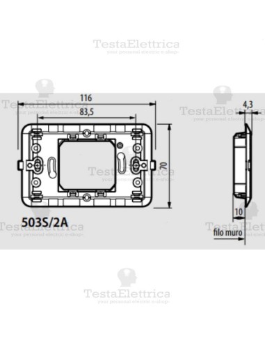 Supporto 2 moduli centrati Bticino Màtix