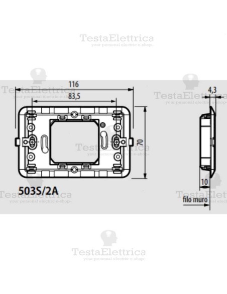 Supporto 2 moduli centrati Bticino Màtix