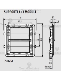 Supporto 3+3  moduli Bticino Màtix 2