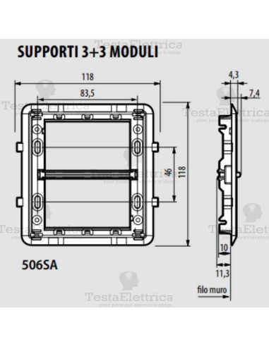 Supporto 3+3  moduli Bticino Màtix